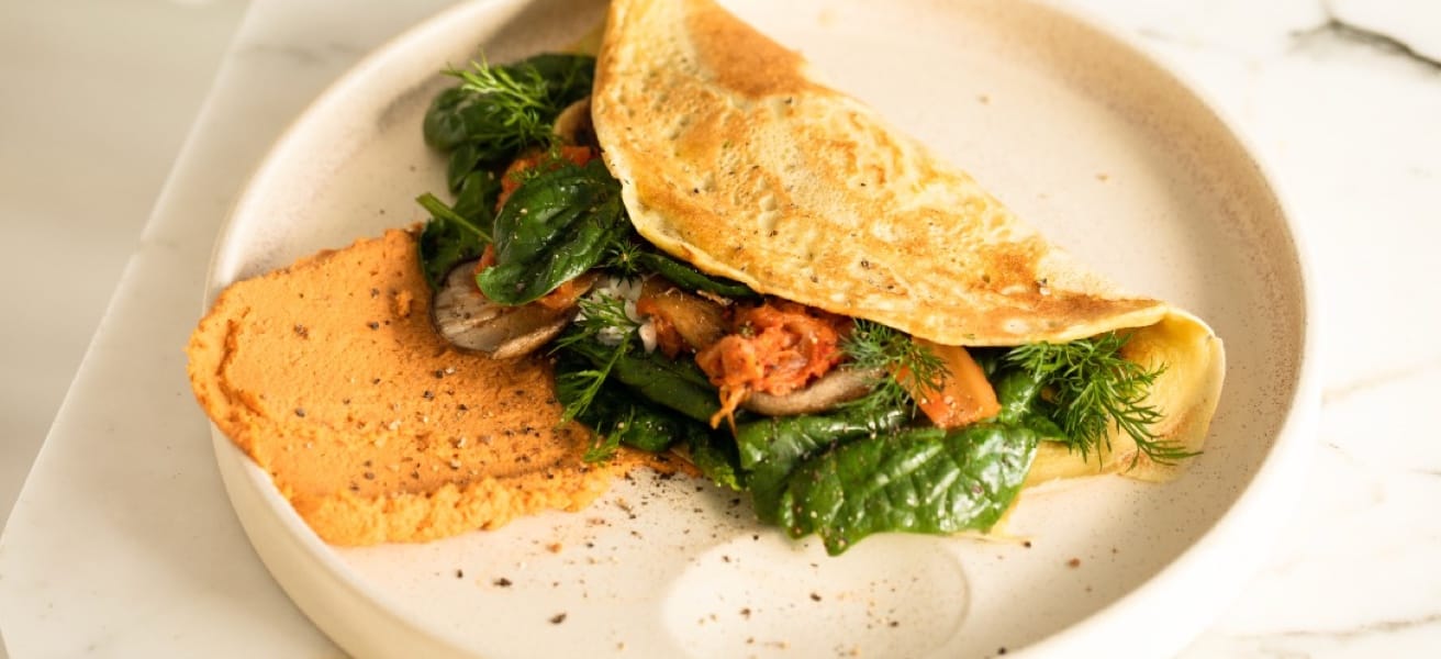 Simple omelette served on a plate